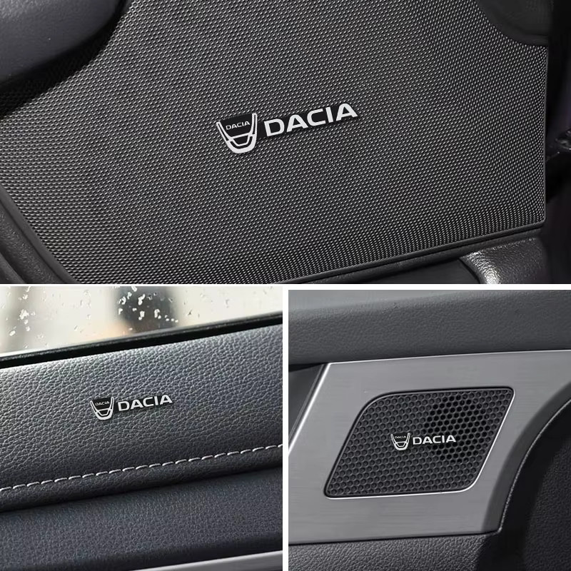 Dacia Aluminium Auto-Audio-Emblem-Aufkleber Lautsprecher-Dekoration in Silber für Duster Sandero Bigster Dokker Jogger Logan Stepway Lodgy (5/10 Stück) - Bild 3