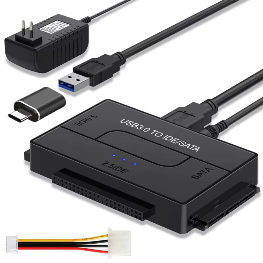 Congdi USB 3.0 IDE SATA Adapter, universelles Festplattenleser-Kit für 2,5 und 3,5 Zoll HDD/SSD, externer Festplattenadapter für PC und Macbook, Farbe: Schwarz - Bild 6