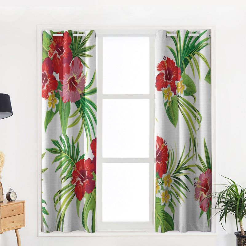 Dekorative Fenster Vorhänge mit Tropischem Regenwald und Blumen Motiv aus Polyester, Breite: 135 cm, Höhe: 60 cm - Bild 2
