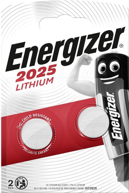Energizer Lithium Knopfzelle CR2025 3V, 2er Pack, 163 mAh, Silber - Bild 2