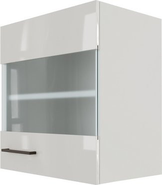 Flex-Well Küchen-Oberschrank Lund in Lichtgrau glänzend mit Milchglas, B/T/H: 54,8 x 50 x 32 cm - Bild 1
