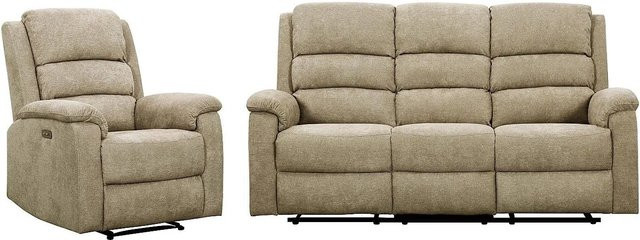 Vente-unique Couchgarnitur Nevers mit Sessel in Taupe und Beige aus Stoff, Breite: 187 cm, Tiefe: 86 cm - Bild 1