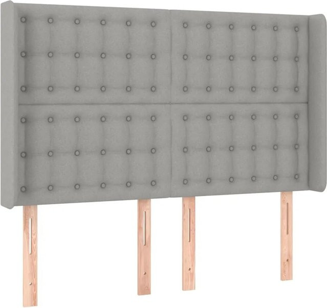 vidaXL Kopfteil mit Ohren in Hellgrau, gepolstertes Bettteil aus Stoff, B/T/H: 147 x 16 x 118 cm - Bild 1