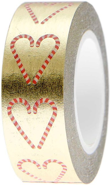Rico Design Paper Poetry Washi Tape Candy Cane in Gold mit 10 m Länge und einer Breite von 1,5 cm - Bild 1