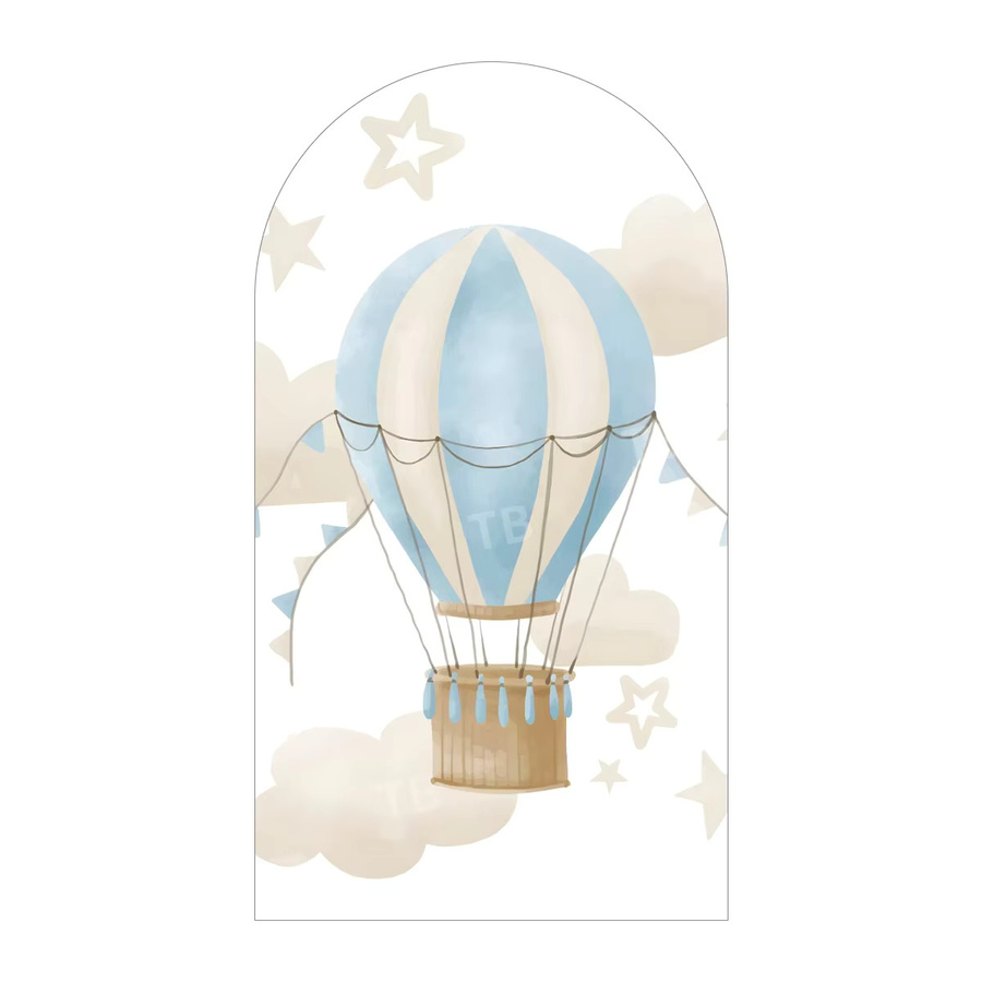 VIKAMA Party-Hintergrunddecke Airballoon Bear Motiv in Blau für Geburtstag und Baby Shower, Rechteckig - Bild 1