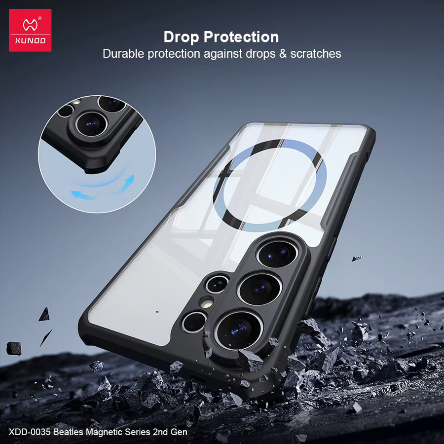 XUNDD Magnetische Hülle für Samsung Galaxy S24, S25 Ultra, S26 Ultra und S26 Plus, Transparent mit 360 Grad drehbarem Ständer und Airbag Anti-Sturz Schutz - Bild 3