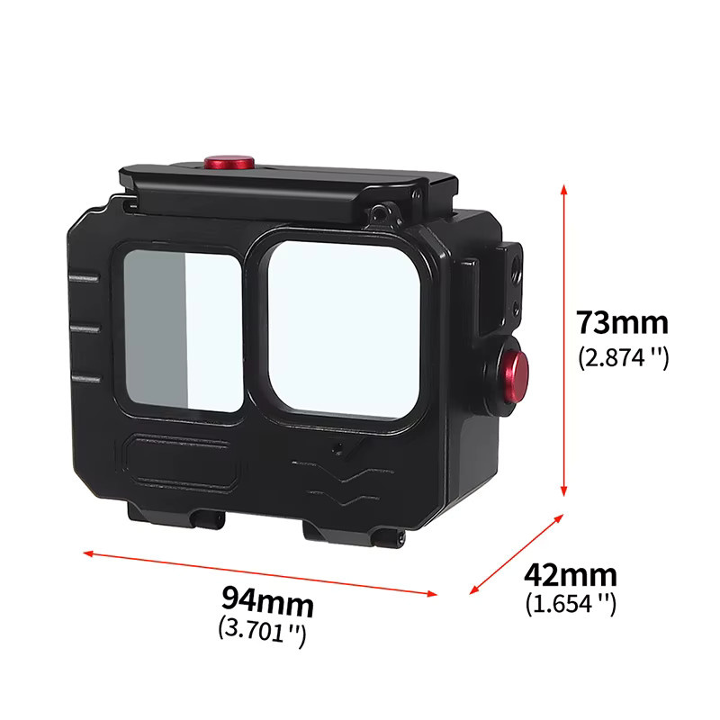 Wasserdichtes Aluminium Tauchgehäuse und Schutzrahmen mit Kaltgaragen-Montage für GoPro 9, 10, 11, 12 und 13 in Schwarz - Bild 2