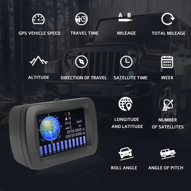 MAIMEIMI A65 Auto GPS Digital Inclinemeter Multifunktions Tachometer mit HUD Head Up Display, Kompass und Höhenmesser, Schwarz - Bild 1