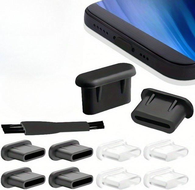 Silikon USB-C Staubschutz Kappen für Ladeports in Transparent - Bild 1