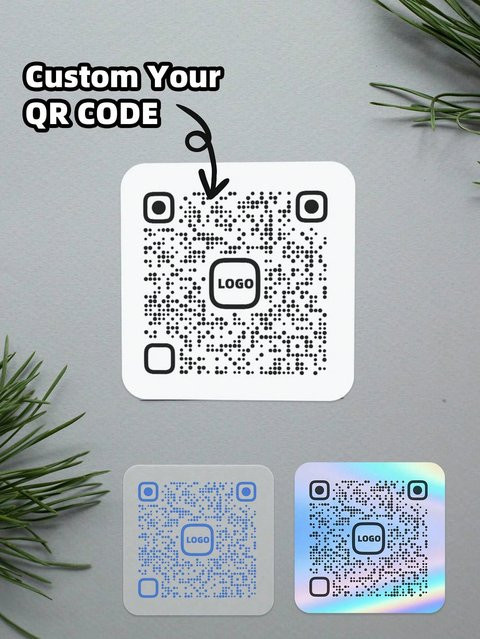 Personalisierte quadratische Aufkleber aus PVC mit holografischem Effekt, wasserfest, multicolor, für QR-Codes, Logos oder eigene Designs - Bild 1