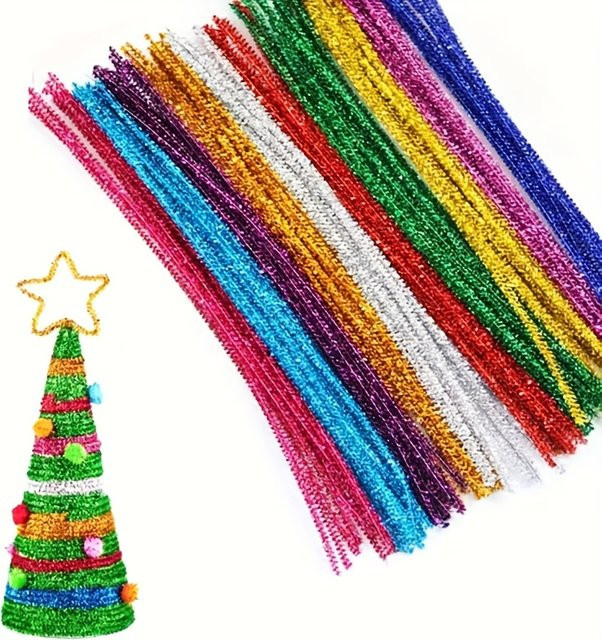 100 Stück Glitzer-Twist-Sticks in Multicolour, 30 cm lange Bastelstäbchen zum Basteln und Heimwerken - Bild 1