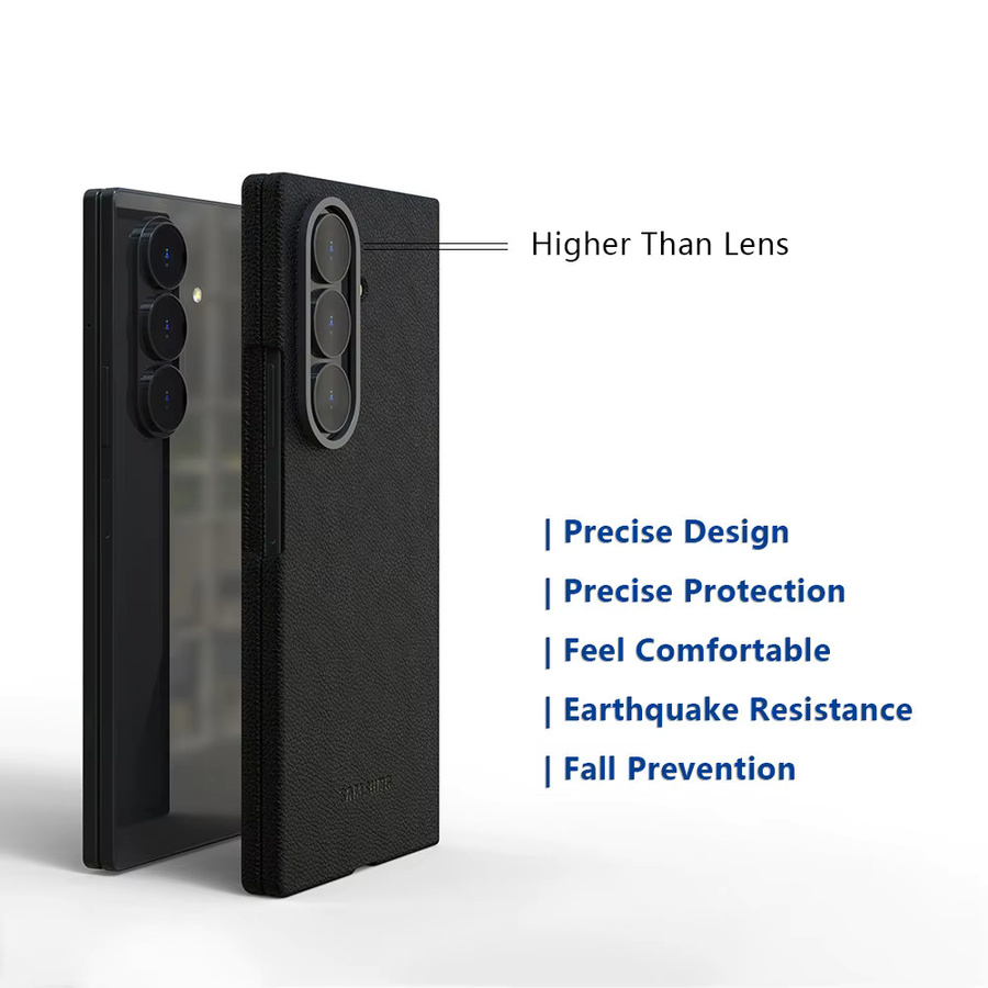 Samsung Galaxy Z Fold 7 Luxus-Leder-Handyhülle in Blau, stoßfeste Schutzhülle - Bild 2