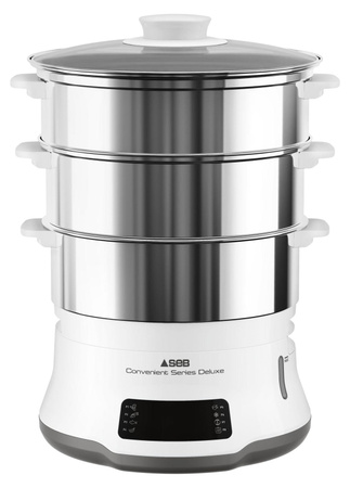 Tefal Convenient Series Deluxe Dampfgarer VC502D in Weiß mit 3 Körben und Touchsteuerung
