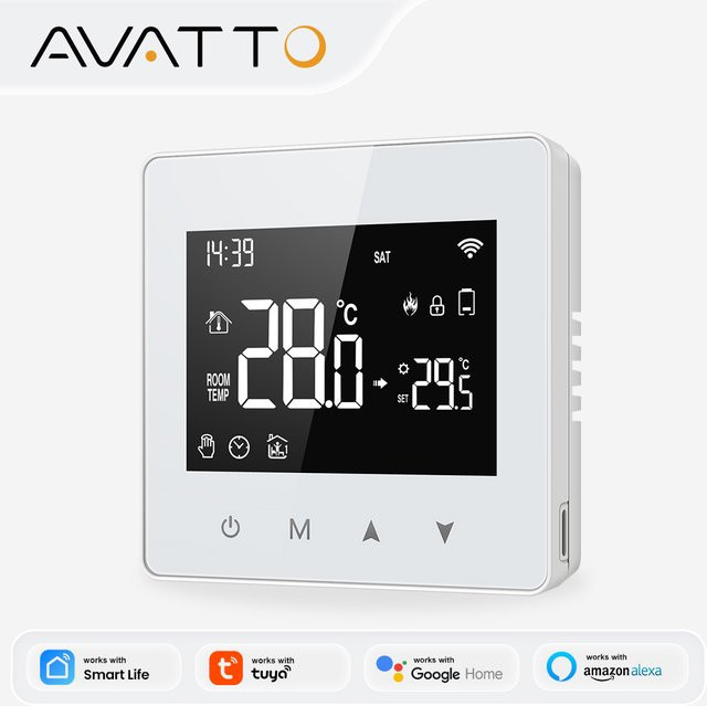AVATTO Smart-Thermostat WiFi und ZigBee für Wasser- und Gasheizungen, batteriebetriebener Temperaturregler in Weiß, kompatibel mit Tuya, Alexa und Google Home - Bild 1