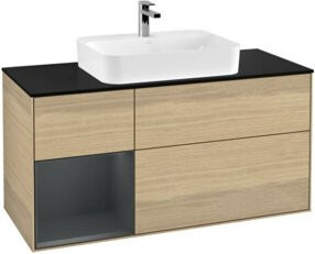 V&B Finion Waschtischunterschrank mit LED-Beleuchtung, Eiche hell lackiert, Breite: 120 cm - Bild 1