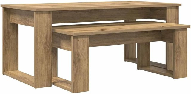 vidaXL Kaffeetisch Set 2-teilig in Artisan-Eiche, moderner Couchtisch aus Holzwerkstoff, braun - Bild 1