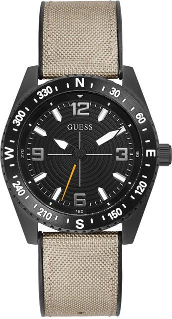 Guess Herrenuhr, Quarz, Edelstahl, 42 mm, Silikon, Schwarz - Bild 1