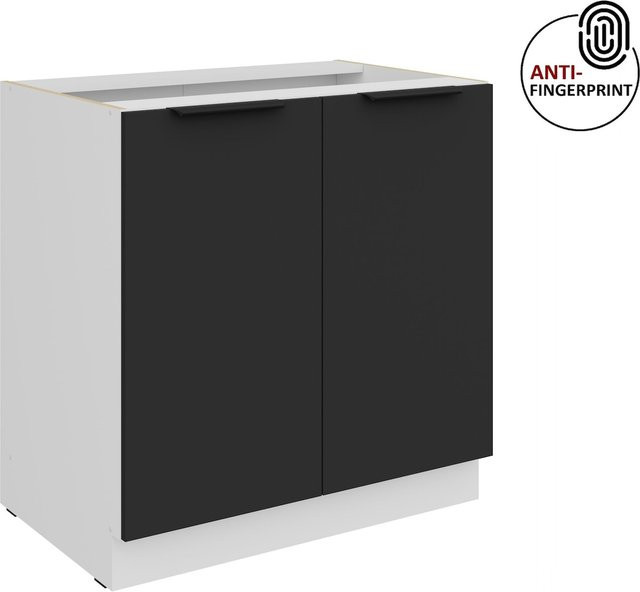 Küchenunterschrank ARIA in Schwarz matt mit Anti-Fingerprint-Beschichtung, Breite: 80 cm - Bild 1