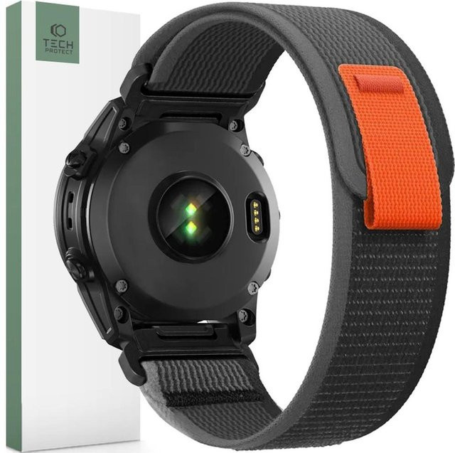 Tech-Protect Uhrenarmband Nylon, Schwarz/Orange, Unisex - Bild 1