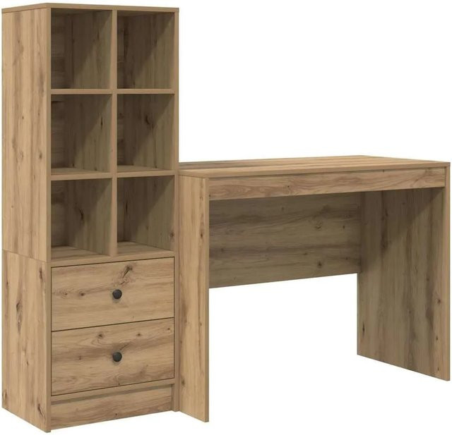 vidaXL Schreibtisch und Hochboard Set in Artisan-Eiche, 2-teiliges modernes Büro-Set, Braun - Bild 1