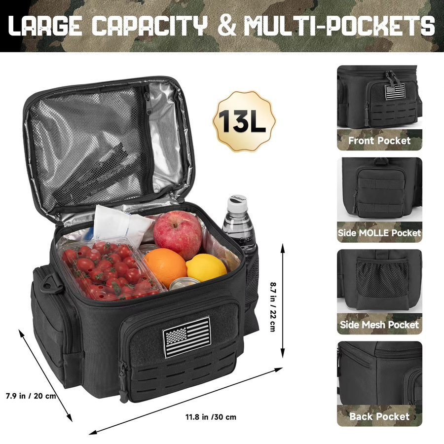 ReFire Gear Taktische Thermo-Kühltasche in Schwarz, isolierte und auslaufsichere Lunchbox für Camping und Outdoor - Bild 2