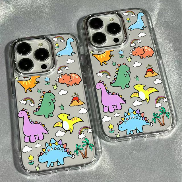 Stoßfeste Silikonhülle mit Dinosaurier-Muster für Samsung Galaxy S26, S25 FE, S24 Ultra, S23 Plus und S22 in Transparent - Bild 1