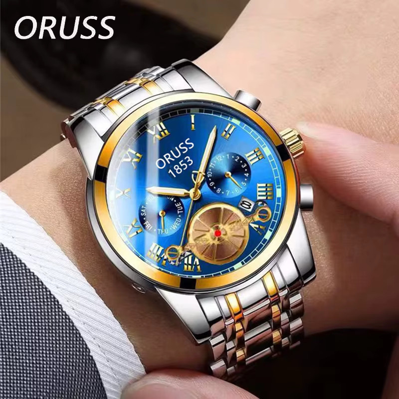 ORUSS Armbanduhr, Quarz, Edelstahl, Blau, Herren - Bild 3