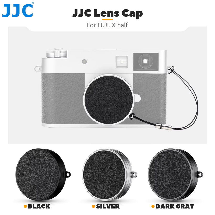 JJC Objektivdeckel für Fujifilm Fuji X aus Aluminium in Schwarz mit weichem EVA-PU-Leder - Bild 3