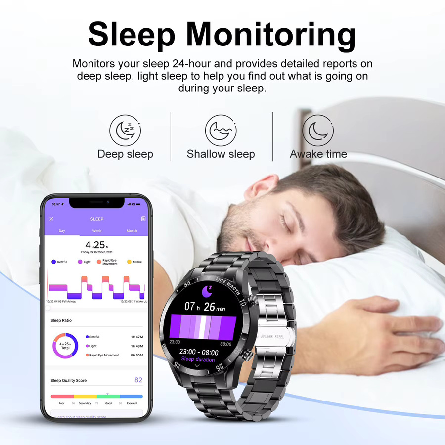 LIGE Smartwatch, Edelstahl, Milanaise, Schwarz, Herren - Bild 4