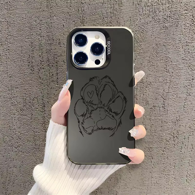 Stoßfeste Handyhülle mit Hundepfotenabdruck in Silber für iPhone 11 bis iPhone 17 Pro Max - Bild 4
