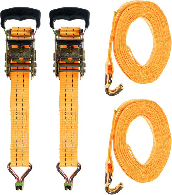 DIAMOND CAR Schwerlast-Spanngurte mit Ratsche 2er-Set, Orange, Polyester und Stahl - Bild 1