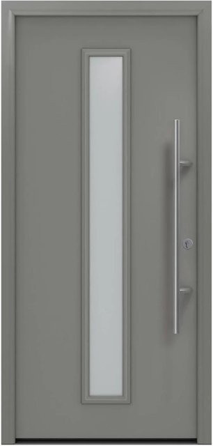 EcoStar Haustür Isopro Secur IPS 020S in Graualuminium mit Glaseinsatz, RC2, B/H: 110 x 210 cm, DIN Rechts - Bild 1