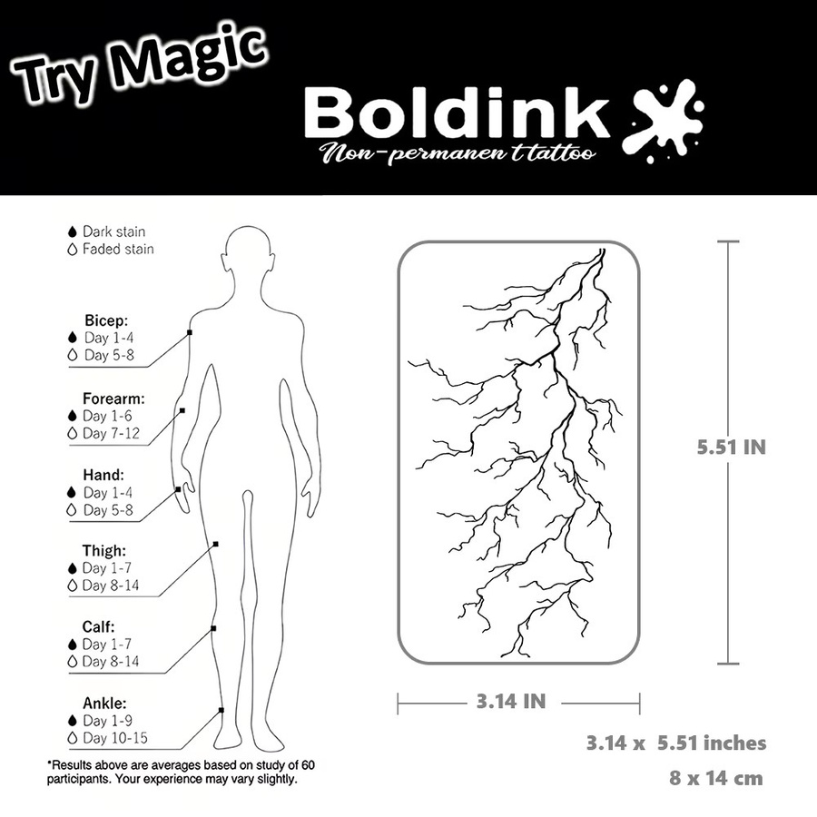 BOLDINK Cool Lightning Tattoo-Aufkleber, Unisex - Bild 3