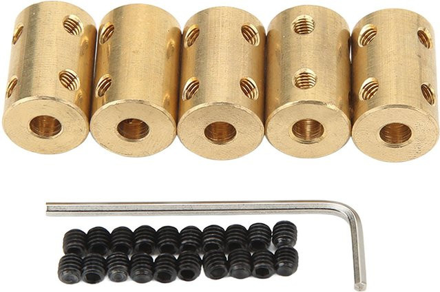 Fishine RC Wellenkupplungsset Universal 5-5mm Messingwellenkupplung Gelenkverbinder in Beige und Gold, 5 Stück - Bild 1