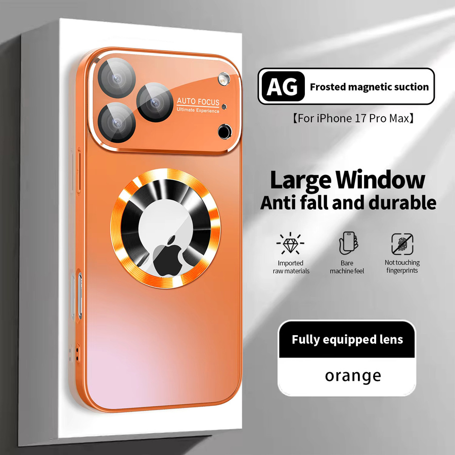 Luxus AG MagSafe Magnetische iPhone Schutzhülle mit mattem Finish und großem Fenster in Orange - Bild 2