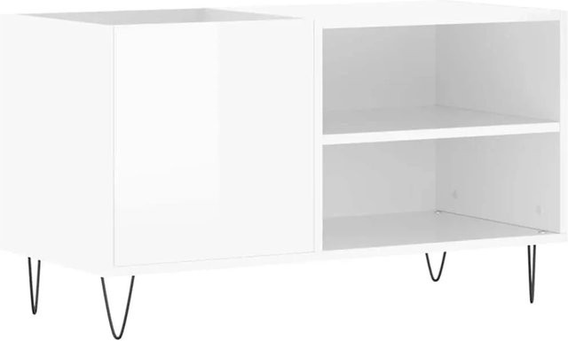 vidaXL Plattenschrank Hochglanz Weiß aus Holzwerkstoff und Eisen, B/T/H: 85 x 38 x 48 cm - Bild 1