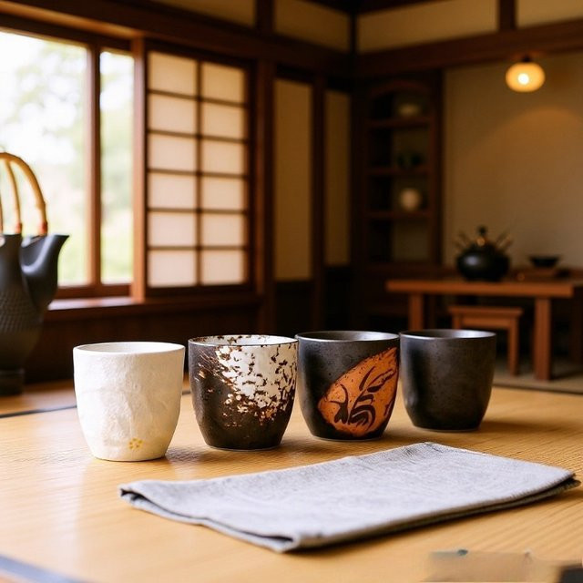 Handgefertigte japanische Keramik-Teetasse im Zen-Stil von PDQ, 180 ml - Bild 1