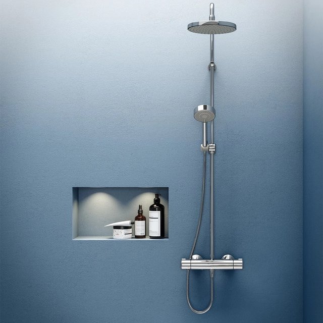 Hansa Duschsystem HANSAMICRA mit Thermostat, Regendusche und Handbrause in Chrom - Bild 1