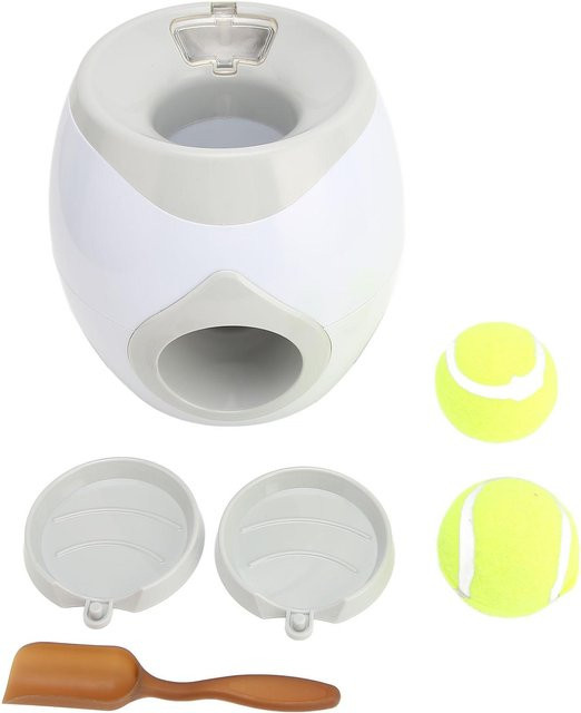 TOMTOP JMS Hundetennis-Futterbelohnungsautomat, interaktiver Hundeball-Futterautomat mit flachem Futtertablett, white - Bild 1