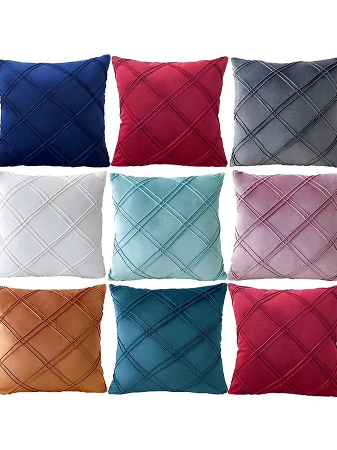 Inyahome Samt Kissenbezug Blau, Strukturierte Dekokissenhülle für Sofa und Couch, B/B/B: 45 x 45 x 45 cm - Bild 7