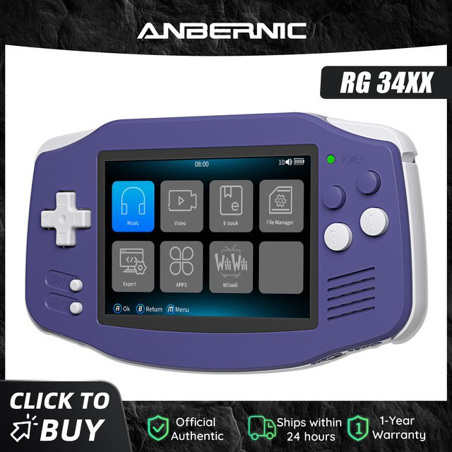 Anbernic RG35XX Retro Handheld-Spielekonsole in Purple mit 3,4-Zoll IPS-Bildschirm und HD-Unterstützung - Bild 1