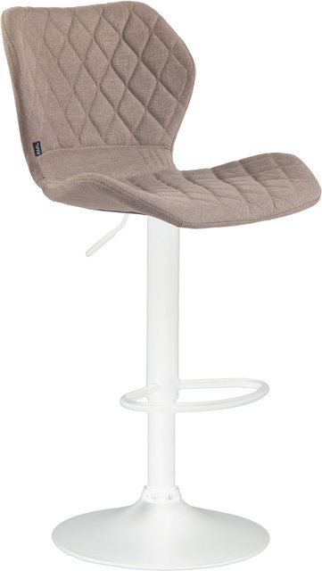 TPFLiving Barhocker Cora mit weißem Gestell und gestepptem Stoff in Taupe/Beige - Bild 1