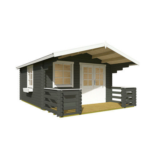 Lasita Blockbohlenhaus Luna Gartenhaus mit Satteldach in Grau-Grün lasiert B/H/T: 403,8 x 245,1 x 530 cm - Bild 3