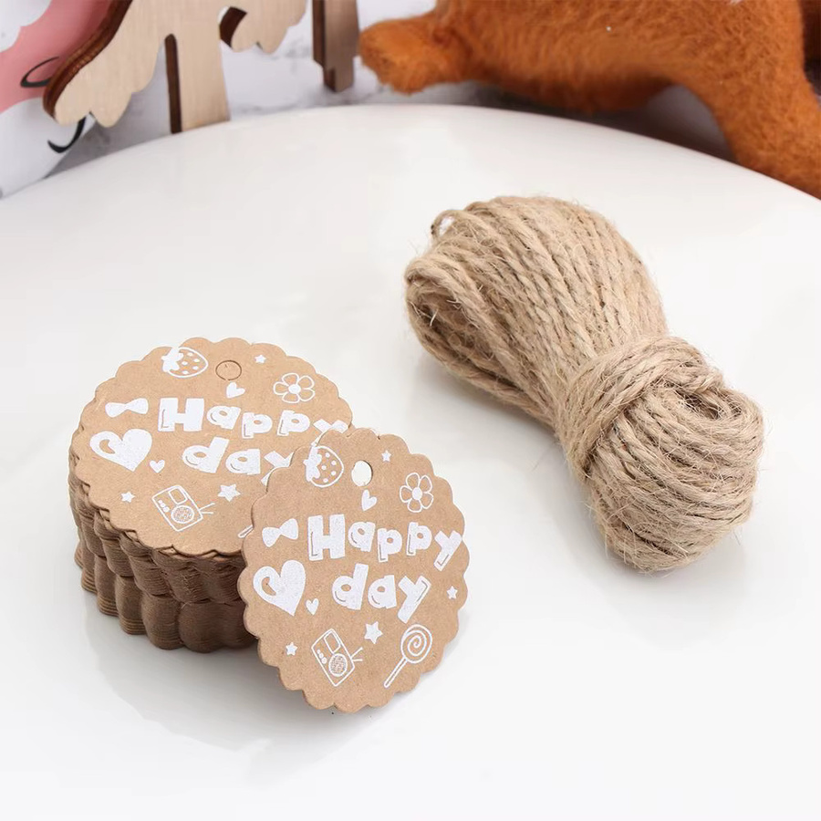 50 Stück Kraftpapier Tags in Braun für DIY Geschenke und Hochzeiten mit Seil - Bild 3