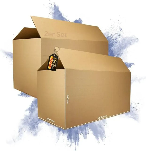 PROREGAL 2er Set Versandkarton aus 2-welliger Wellpappe, Braun, L: 120 cm, B: 60 cm, H: 60 cm - Bild 1