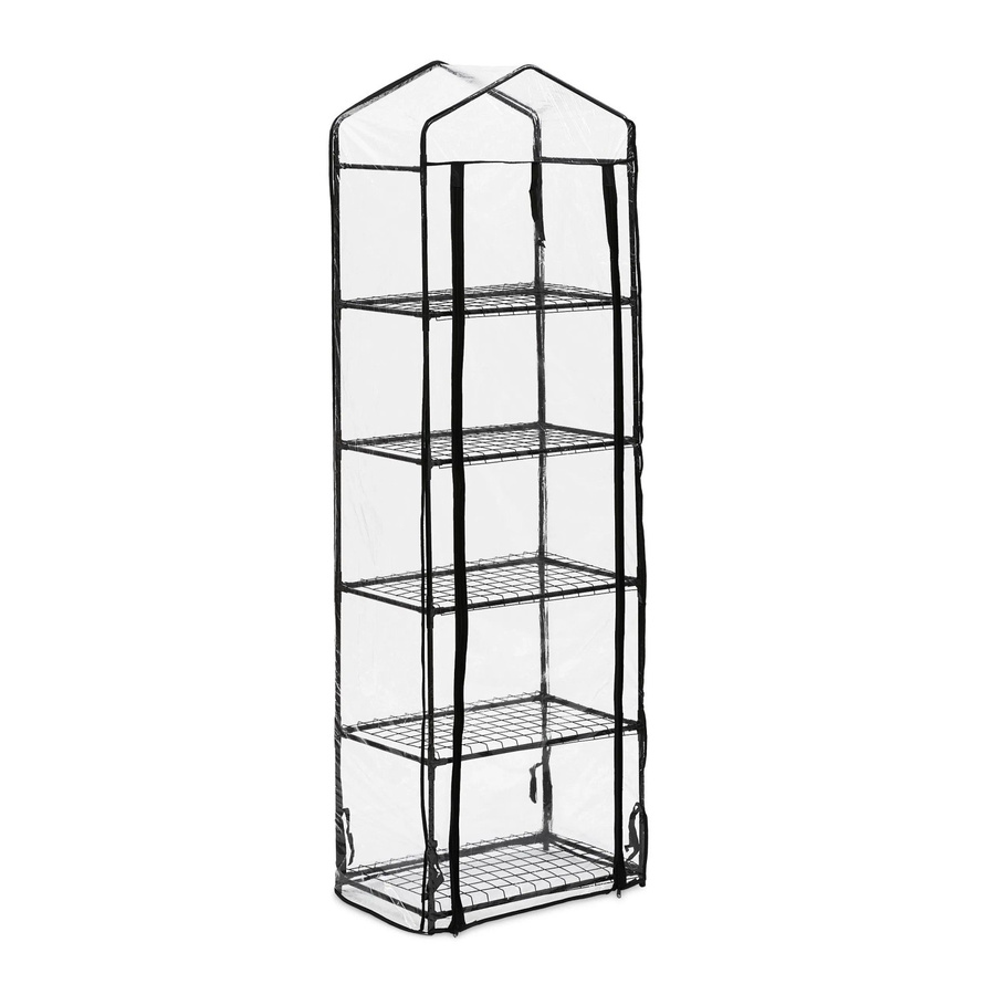Relaxdays Balkongewächshaus aus Eisen und PVC-Folie mit 5 Etagen und aufrollbarer Tür, Schwarz/Transparent, H: 193 cm, B: 58 cm, T: 36 cm - Bild 2