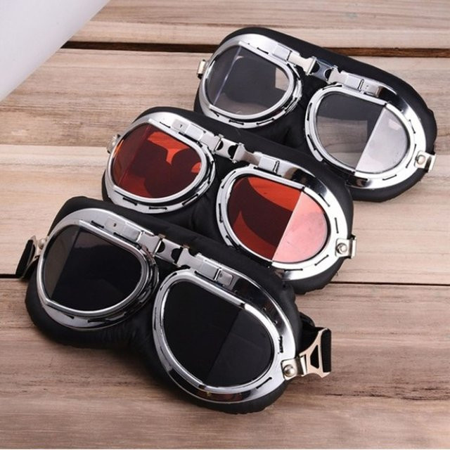 Karocola Schutzbrille im Vintage Aviator Stil, transparent, wind- und staubdicht für Motorrad und Sport - Bild 1