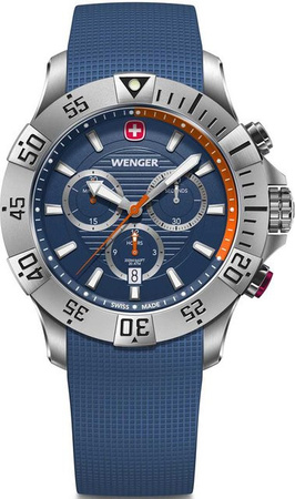 Wenger Seaforce Chronograph, Quarz, Edelstahl, Silikon, 43 mm, Herren