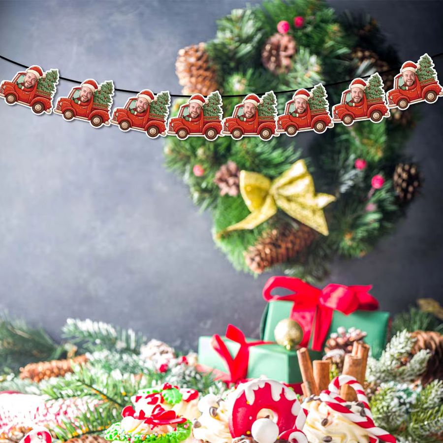 Cyuan Weihnachtsbaum-Dekorationsset mit Auto-Muster und Fotopapier für Banner, Aufkleber und Kuchen-Deko - Bild 2