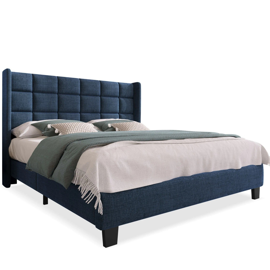 okwish Polsterbett Blau mit gepolstertem Kopfteil und Matratze, B/T/H: 140 x 200 x 60,5 cm - Bild 2